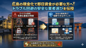 広島の現金化で即日資金が必要な方へ！トラブル回避の安全な業者選びを伝授