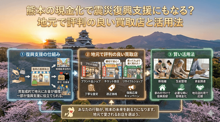 熊本の現金化で震災復興支援にもなる？地元で評判の良い買取店と活用法