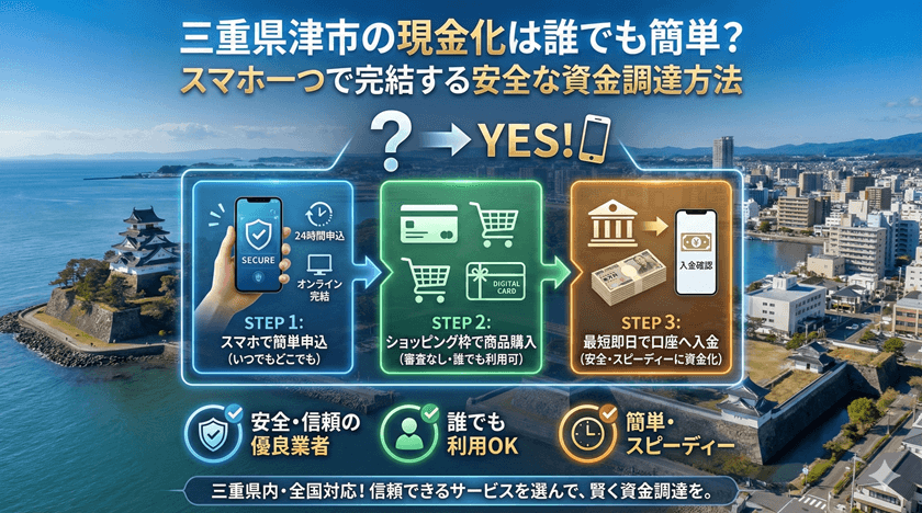 三重県津市の現金化は誰でも簡単？スマホ一つで完結する安全な資金調達方法