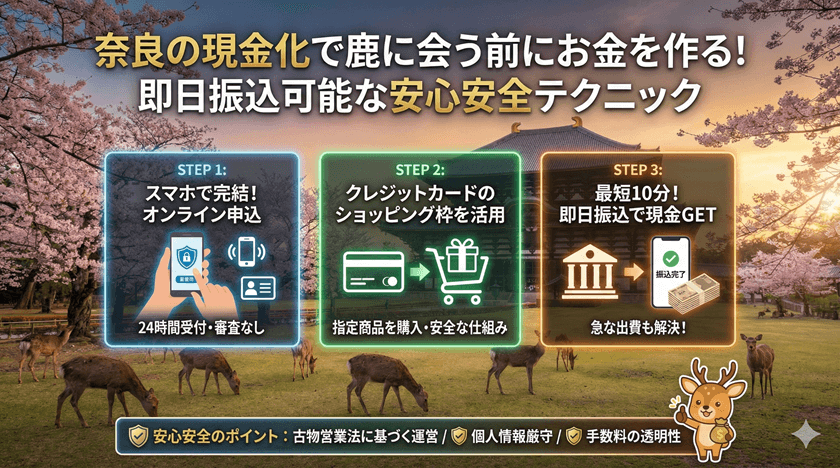 奈良の現金化で鹿に会う前にお金を作る！即日振込可能な安心安全テクニック