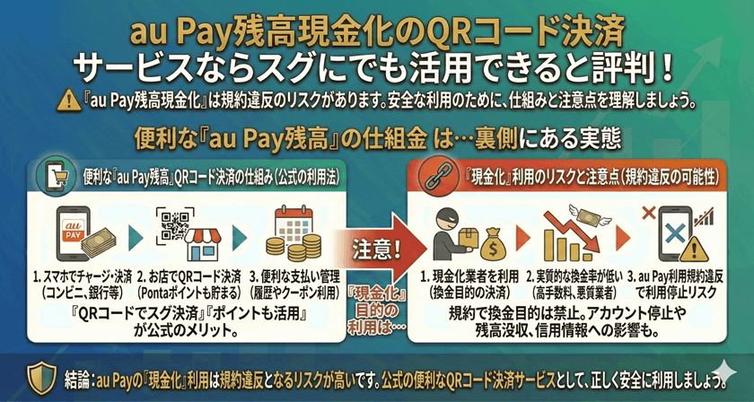 au Pay残高現金化のQRコード決済サービスならスグにでも活用できると評判！