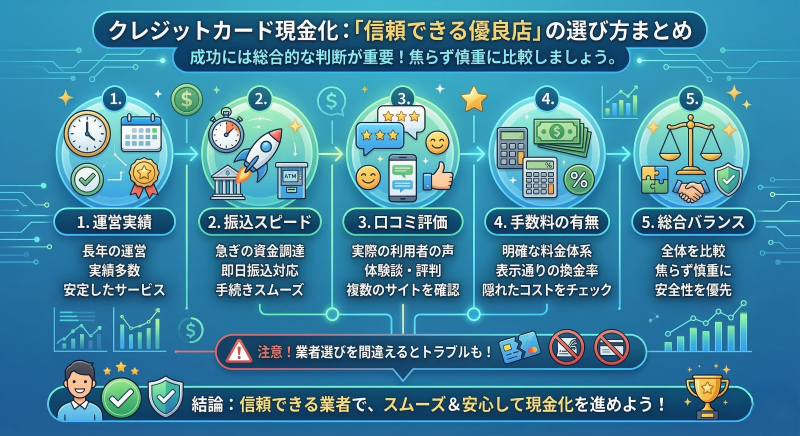 信頼できるクレジット現金化業者の選び方