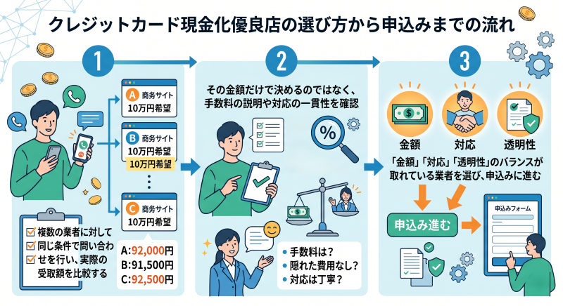 クレジットカード現金化の選び方から申し込みの流れ