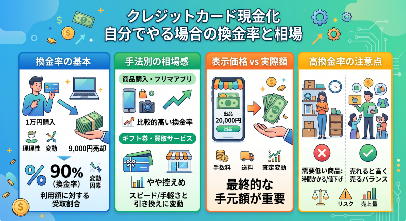 クレジットカード現金化を自分でやる場合の換金率と相場