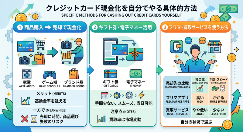 クレジットカード現金化を具体的に行う方法