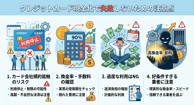 クレジットカード現金化の注意点