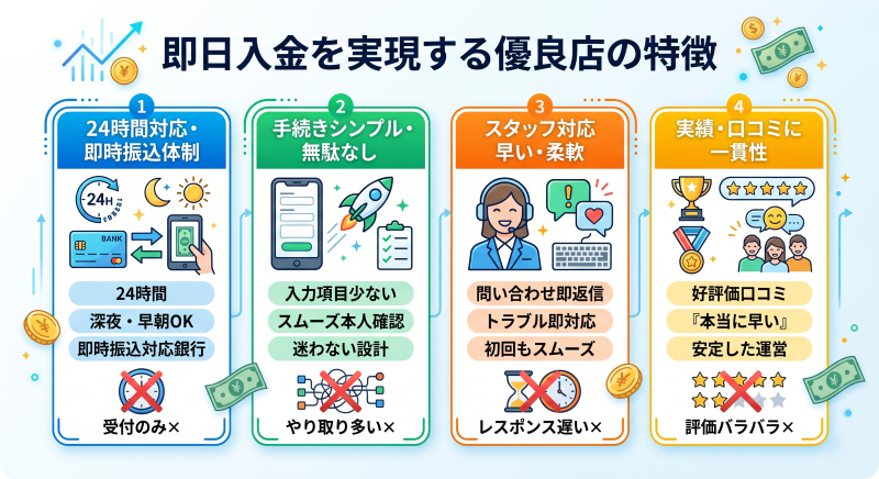 クレジットカード現金化即日入金を実現する優良店の特徴